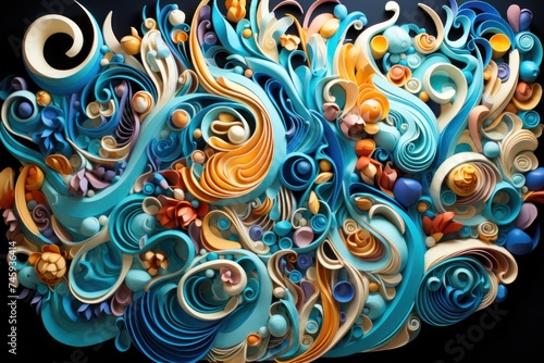 Colorful art made from paper in various shapes and sizes, creating a visually striking display