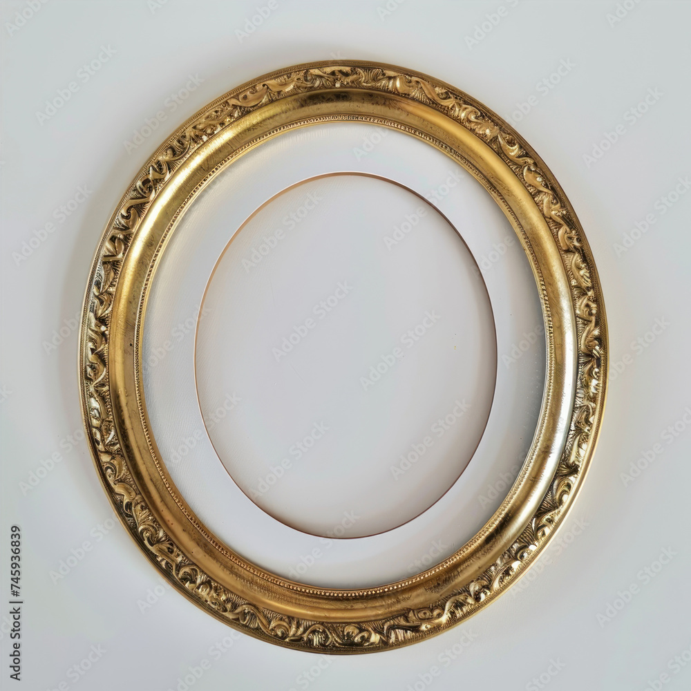 Golden oval frame on white background
Golden oval frame on white background