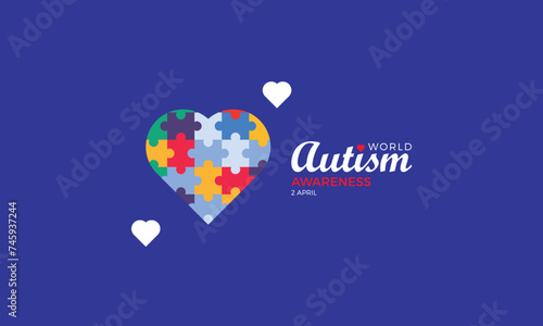 Hand drawn world autism awareness day illustration with puzzle pieces
