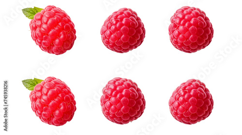 Raspberries Collection: Vibrant, Juicy Fruit Over Transparent Background - Organic Berry Snack & Dessert Ingredients