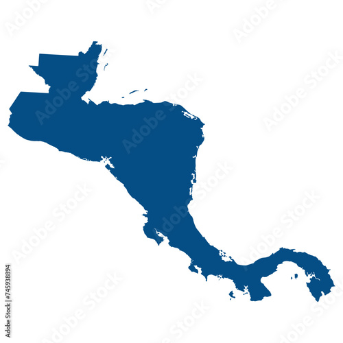 Central America country Map. Map of Central America in blue color. photo