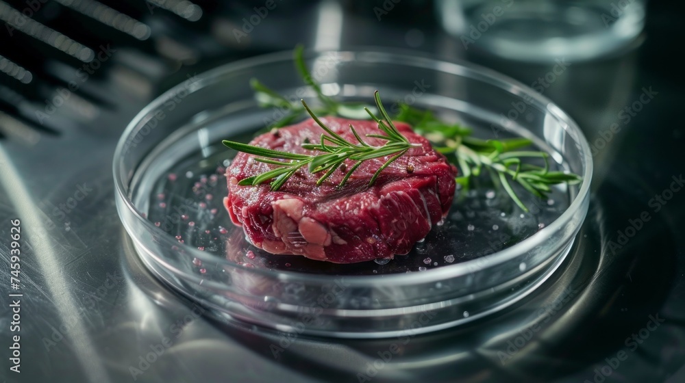 Synthetic meat made in a real laboratory in a container in high resolution and high quality. concept synthetic meat, synthetic, organic, vegetarian, healthy, animals, laboratory Synthetic meat made in a real laboratory in a container in high resolution and high quality. concept synthetic meat, synthetic, organic, vegetarian, healthy, animals, laboratory