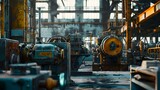 A factory floor filled with industrial machinery for metal production
