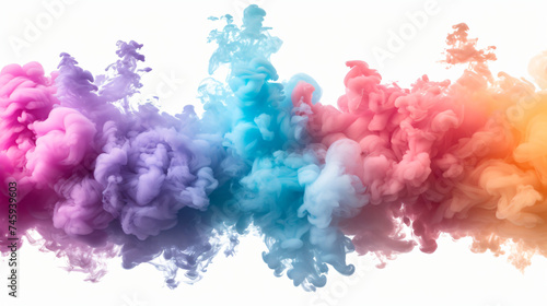 Colorful rainbow paint color smoke cloud explosion.