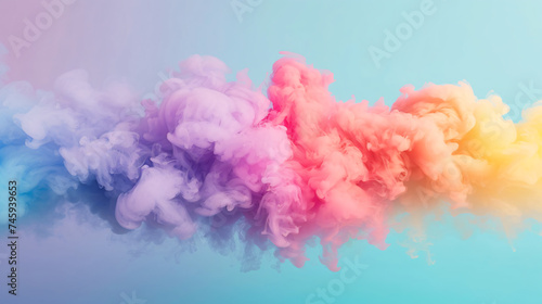 Colorful rainbow paint color smoke cloud explosion. © Fary