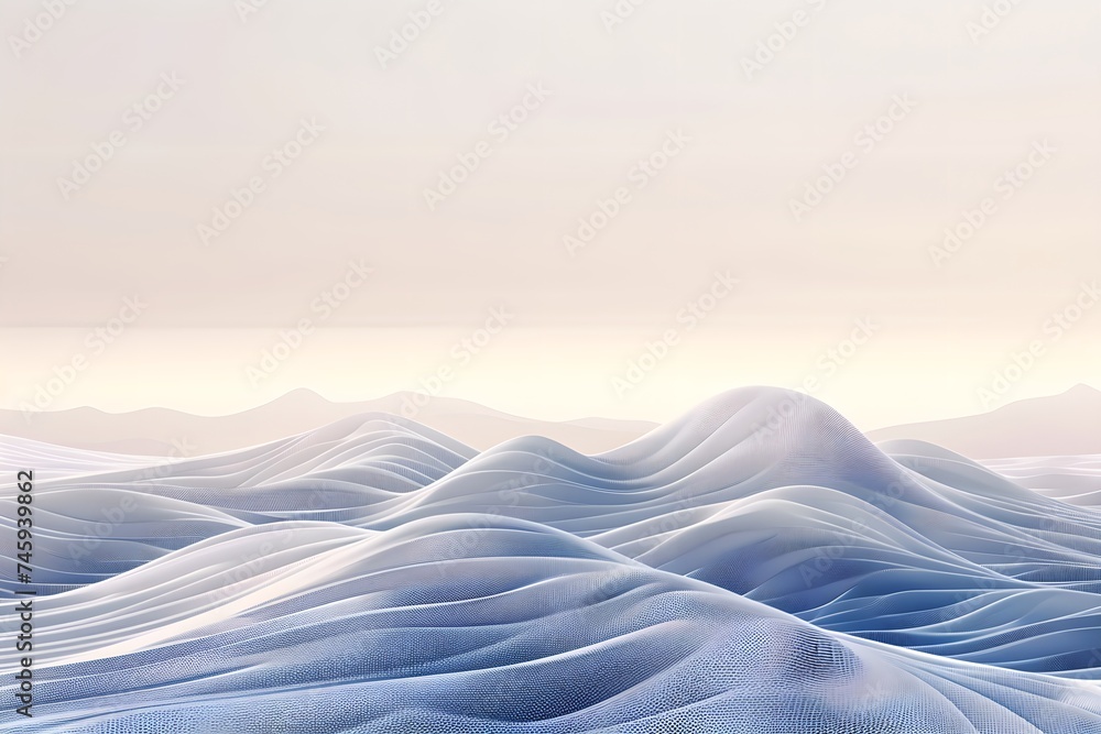 Ethereal soft white digital wave pattern. Abstract 3D illustration. Minimalist and modern concept. Design for wallpaper, background, banner