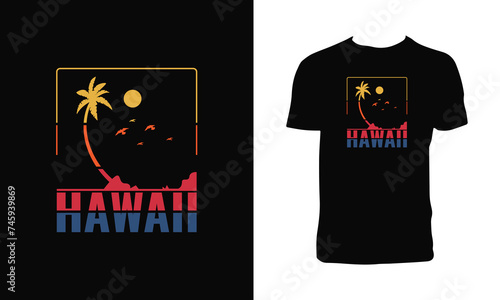 Hawaii Surfing Vector T Shirt Design.
