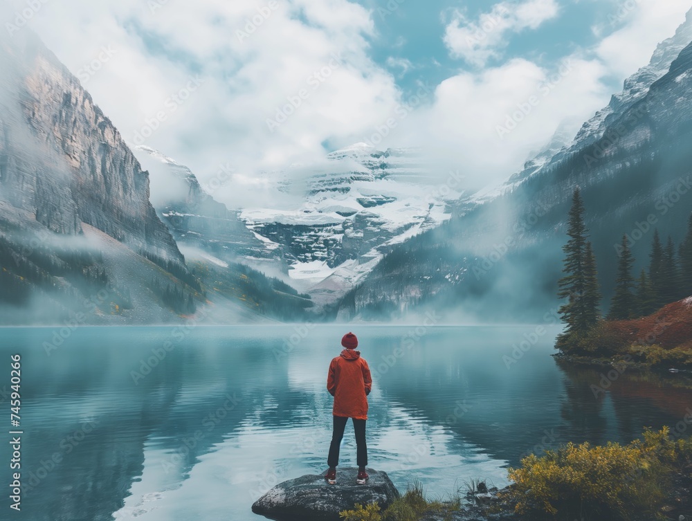 A travel influencer sharing breathtaking photos from their latest adventure