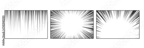 Comic Speed Lines, Radial And Straight Dynamic Vector Rays, Used In Manga, Anime, And Cartoons To Depict Action, Motion