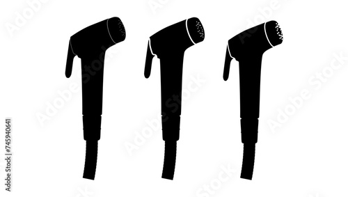 Handheld Toilet Bidet Sprayer, black isolated silhouette