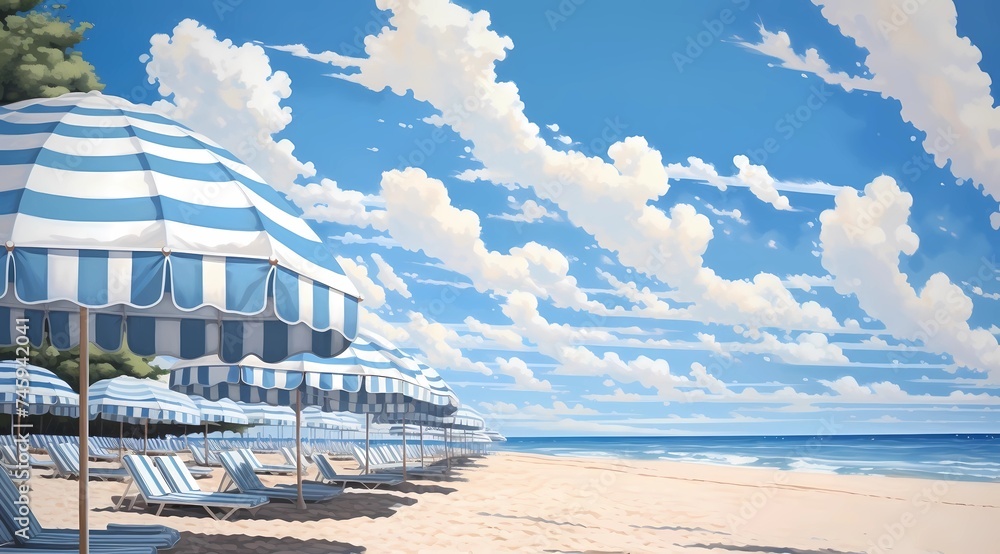 a postcard for a beach holiday, an advertising brochure of a seaside resort, summer, sun, sea, ocean