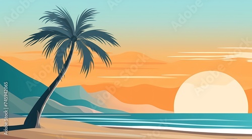 a postcard for a beach holiday  an advertising brochure of a seaside resort  summer  sun  sea  ocean