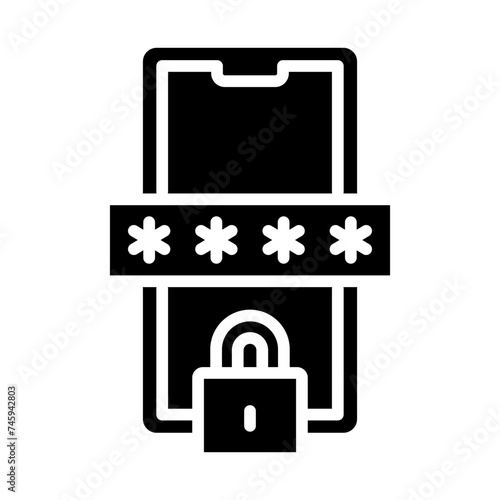 Phone with lock and pin code icon. personal data security. Locked padlock with password. Privacy concept
