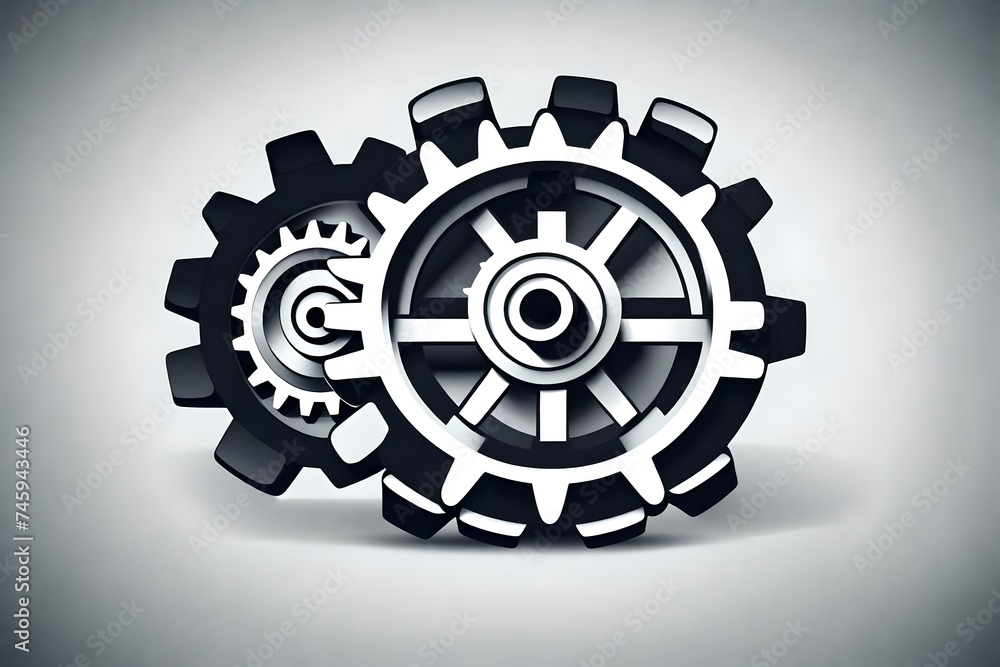 Three gear sign simple icon on background Three gear sign simple icon on background