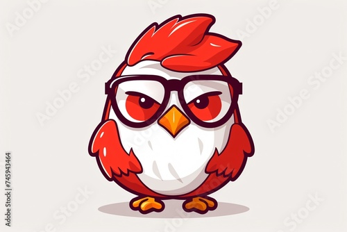 a cartoon of a bird wearing glasses