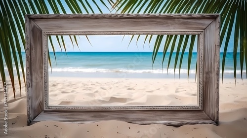 a postcard for a beach holiday, an advertising brochure of a seaside resort, summer, sun, sea, ocean