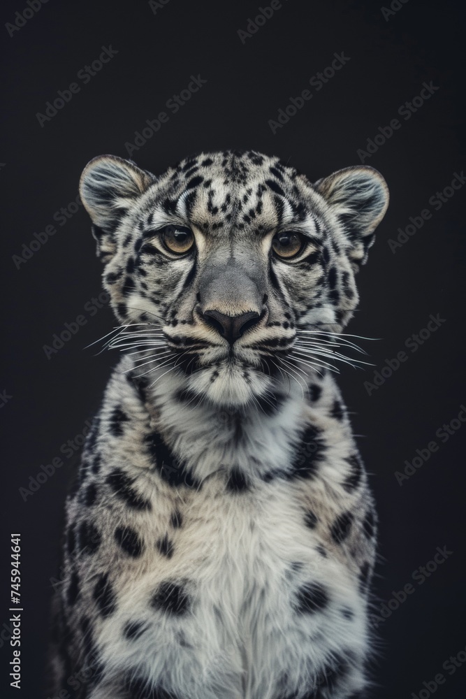 Naklejka premium close up portrait of a beautiful leopard, dark background