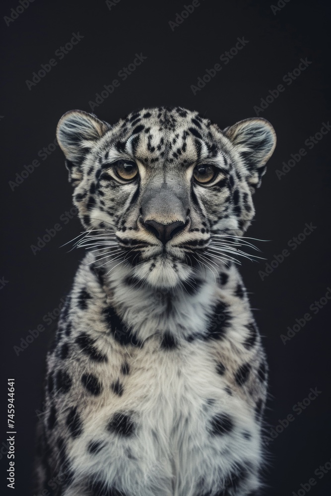 close up portrait of a beautiful leopard, dark background