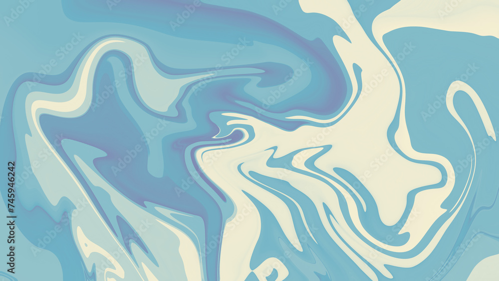 A blue and cream paint mixing with a swirl in the middle.