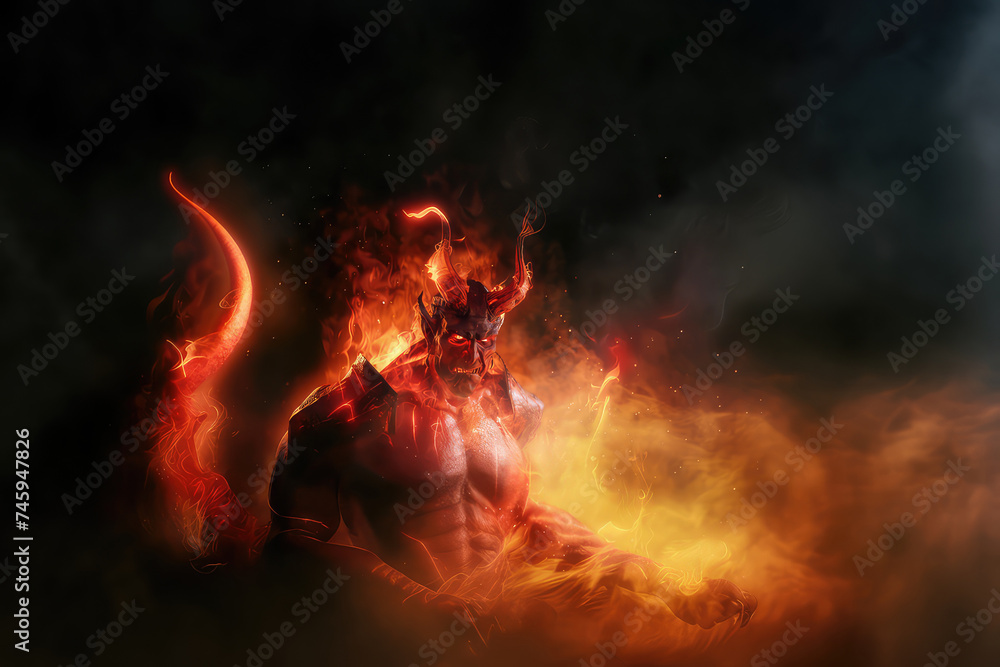 3D illustration of Satan devil, Fire 3D illustration of Satan devil, Fire