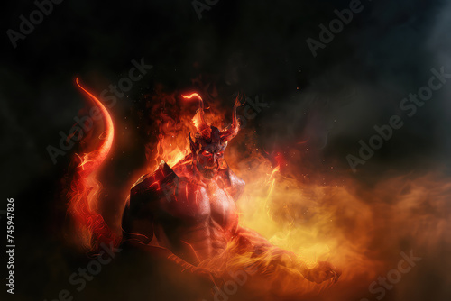 3D illustration of Satan devil, Fire