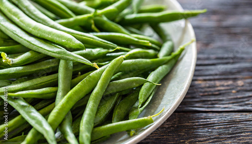 Green beans, copyspace on a side