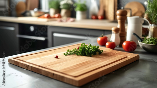 Cutting board with tasty feta cheese and herbs.