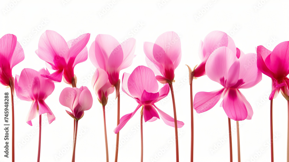 Cyclamen Flowers Isolated On White Background.