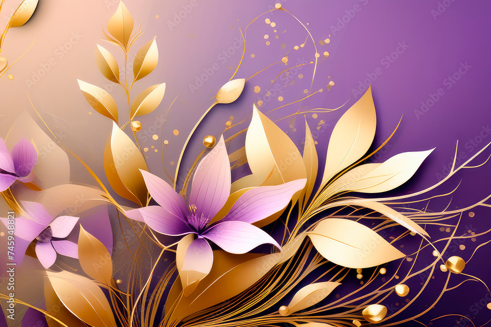 Fototapeta premium Watercolor design symmetrical print as leaves or petals, with in the geometric composition.