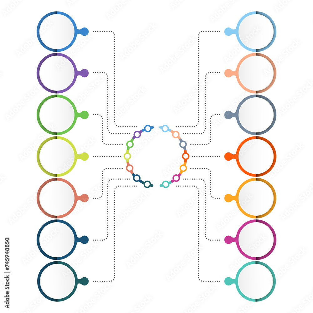 Modern infographic with 14 steps, process or options. Modern infographic with 14 steps, process or options.