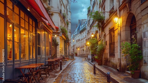 Charming Parisian neighborhood with stunning Parisian buildings and iconic sights.