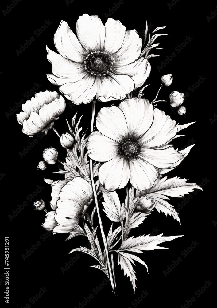 Flowers Black and White Flowers Black and White