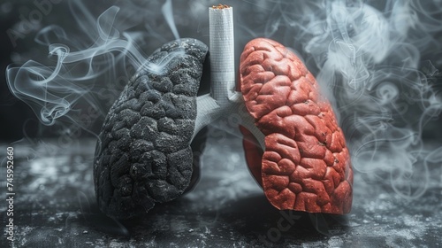 llustration of a smoker's lung as a concept for World No Tobacco Day and the smoking ban photo
