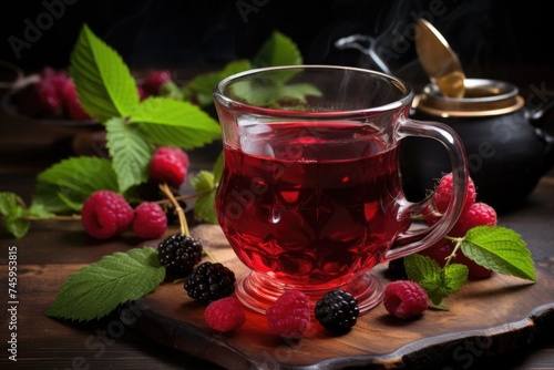 cup of tea with berries