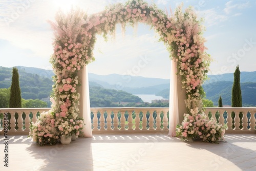 abstract wedding background arch with flowers