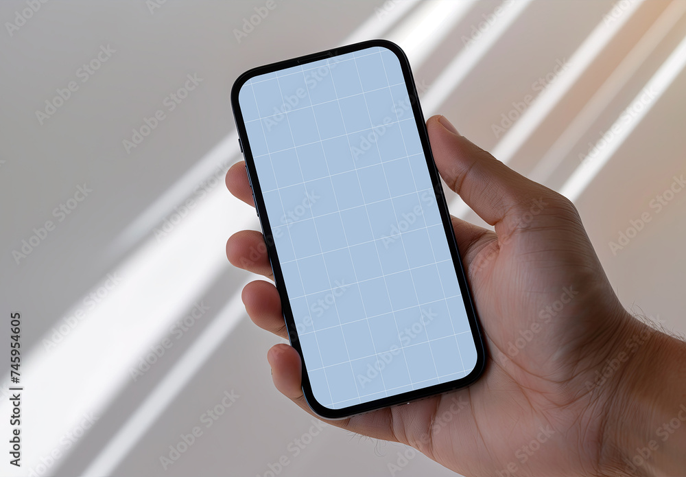 Smartphone Mockup Held In Man's Hand With Generative ai Stock Template ...