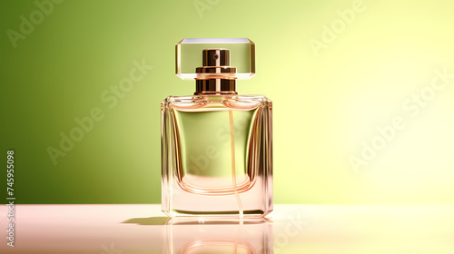 Perfume transparent bottle on pastel background  perfume display