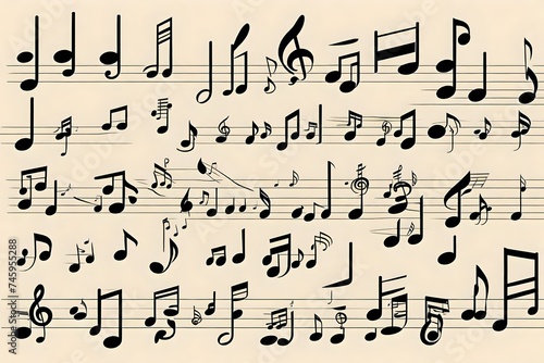 Music notes, song, melody or tune flat vector icon for musical apps and websites Wave pentagram music notes stave treble song