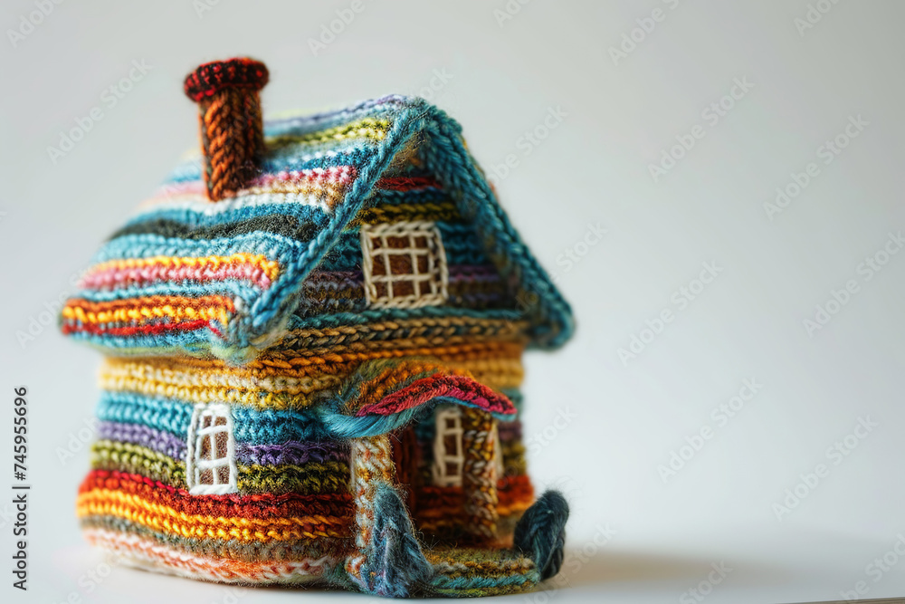 Handmade Colorful Miniature Doll Houses. Small house knitted from ...