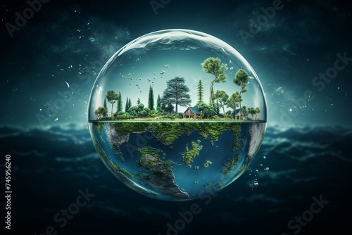 Protecting the earth's water resources, environmental protection concept.