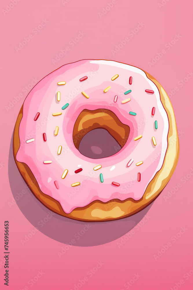 Delicious Doughnut Delight: A Colorful, Cute, and Tasty Pastry with Pink Icing, Sprinkles, and Chocolate Glaze. Delicious Doughnut Delight: A Colorful, Cute, and Tasty Pastry with Pink Icing, Sprinkles, and Chocolate Glaze.