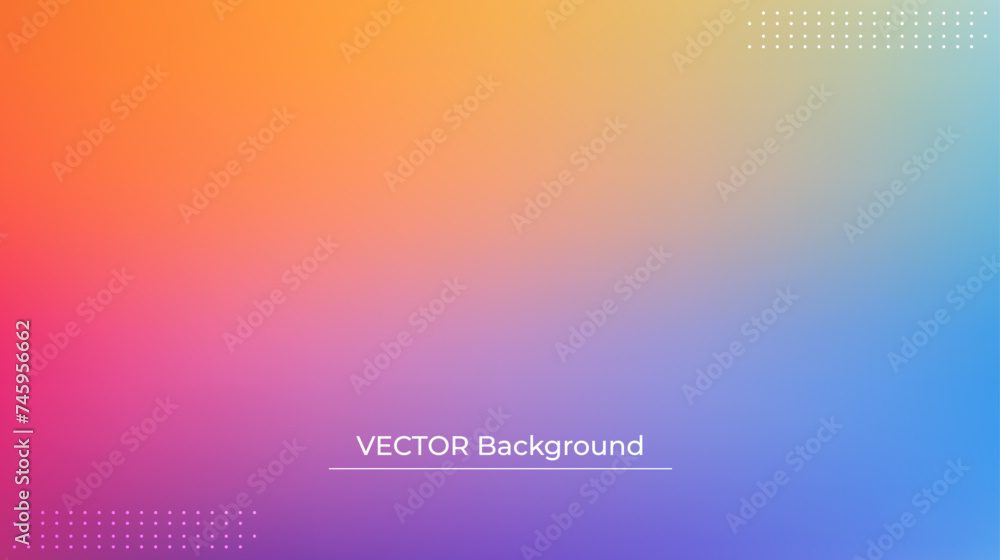Smooth and blurry colorful gradient mesh background. Modern bright rainbow colors. Easy editable soft colored vector banner template. Premium quality - obrazy, fototapety, plakaty 