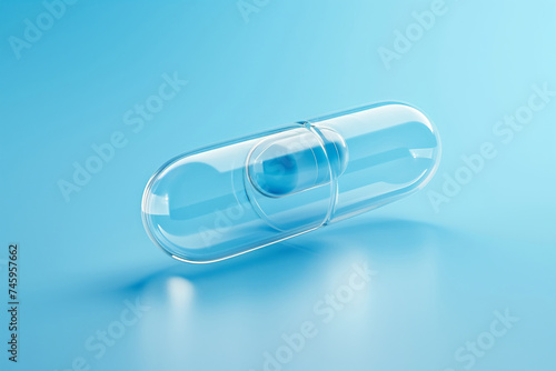 Abstract empty Transparent Capsule digital concept. Empty capsules for background with reflector.