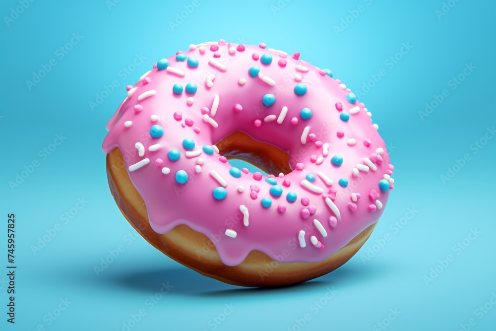 a pink donut with sprinkles a pink donut with sprinkles