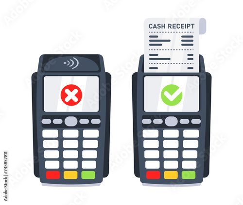 POS terminal, Payment machine. Wireless Contactless Terminal. Vector illustration