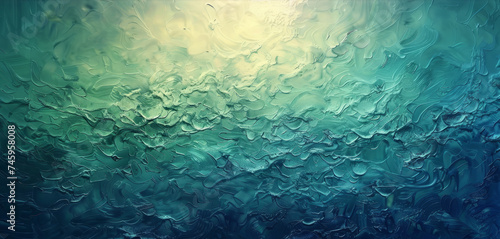 Textured Oceanic Waves Abstract Art An abstract representation of ocean waves, this art piece features textured layers of teal and green with a luminous glow, reminiscent of the sea. 