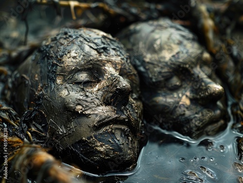 Mysterious bog bodies from ancient times, preserved in peat, revealing secrets of the past under the gaze of quantum computers photo