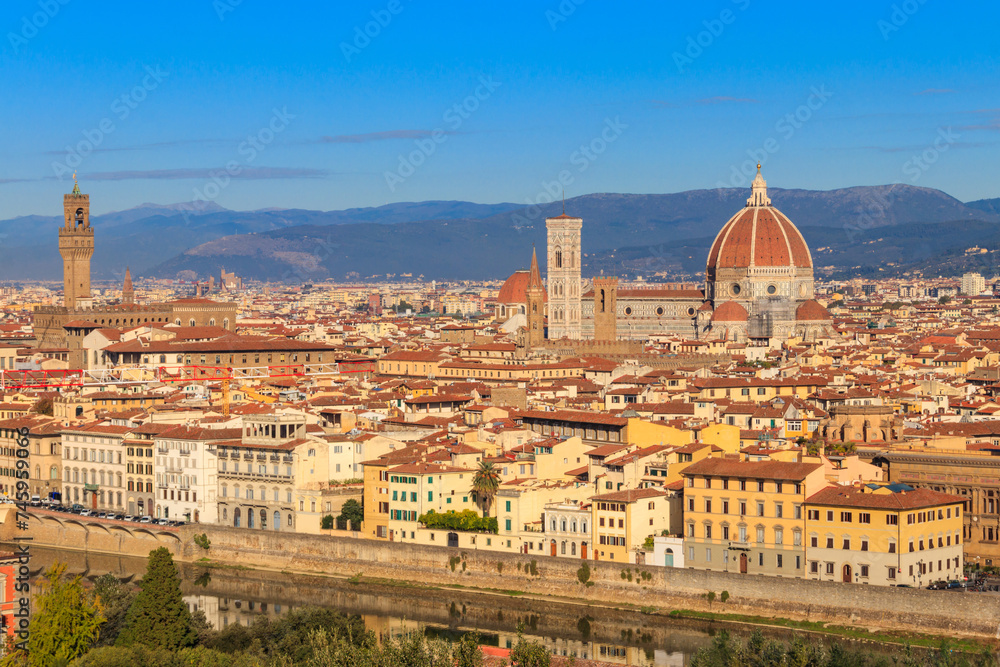 Fototapeta premium Panoramic view of Florence city from Michelangelo Hill in Tuscany, Italy