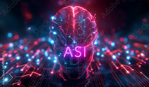 Artificial Super Intelligence (ASI) Logo - ASI is a hypothetical type of intelligent agent. photo