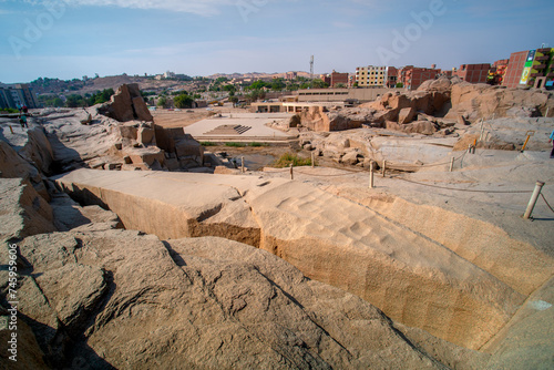 Canvas Print The stone quarries of ancient Egypt which the unfinished obelisk is located, Asw